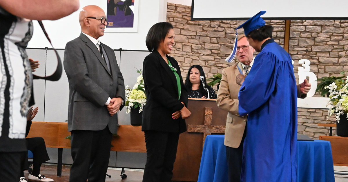 All smiles at the graduation ceremony.