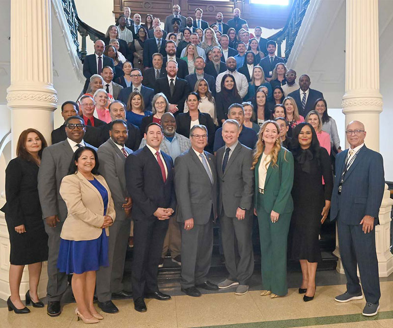 Full group photo of TJJD Leadership at the State Capitol for Juvenile Justice Professionals' Day