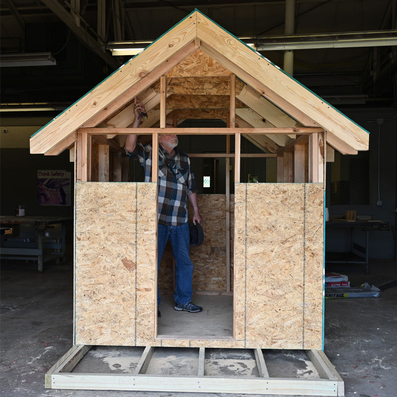 Framing is completed on the playhouse.