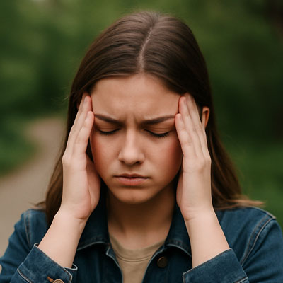 An image of a girl dealing with stress.