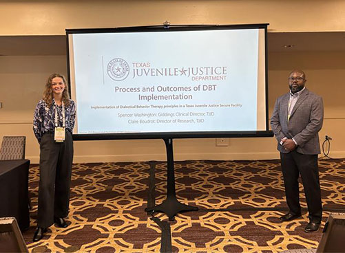 Spencer Washington and Claire Boudrot gave their presentation "Process and Outcomes of DBT Implementation".